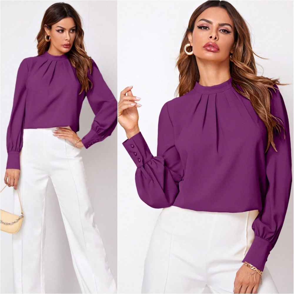 Ruched Reflections Blouse - Purple